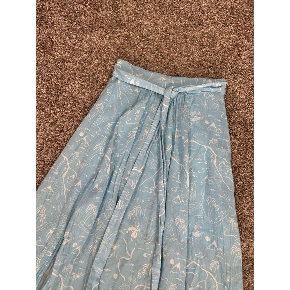& Other Stories Paris Atelier Slit Crepe Midi Skirt Belt Blue Palm Tree Shell 4 - Picture 13 of 16